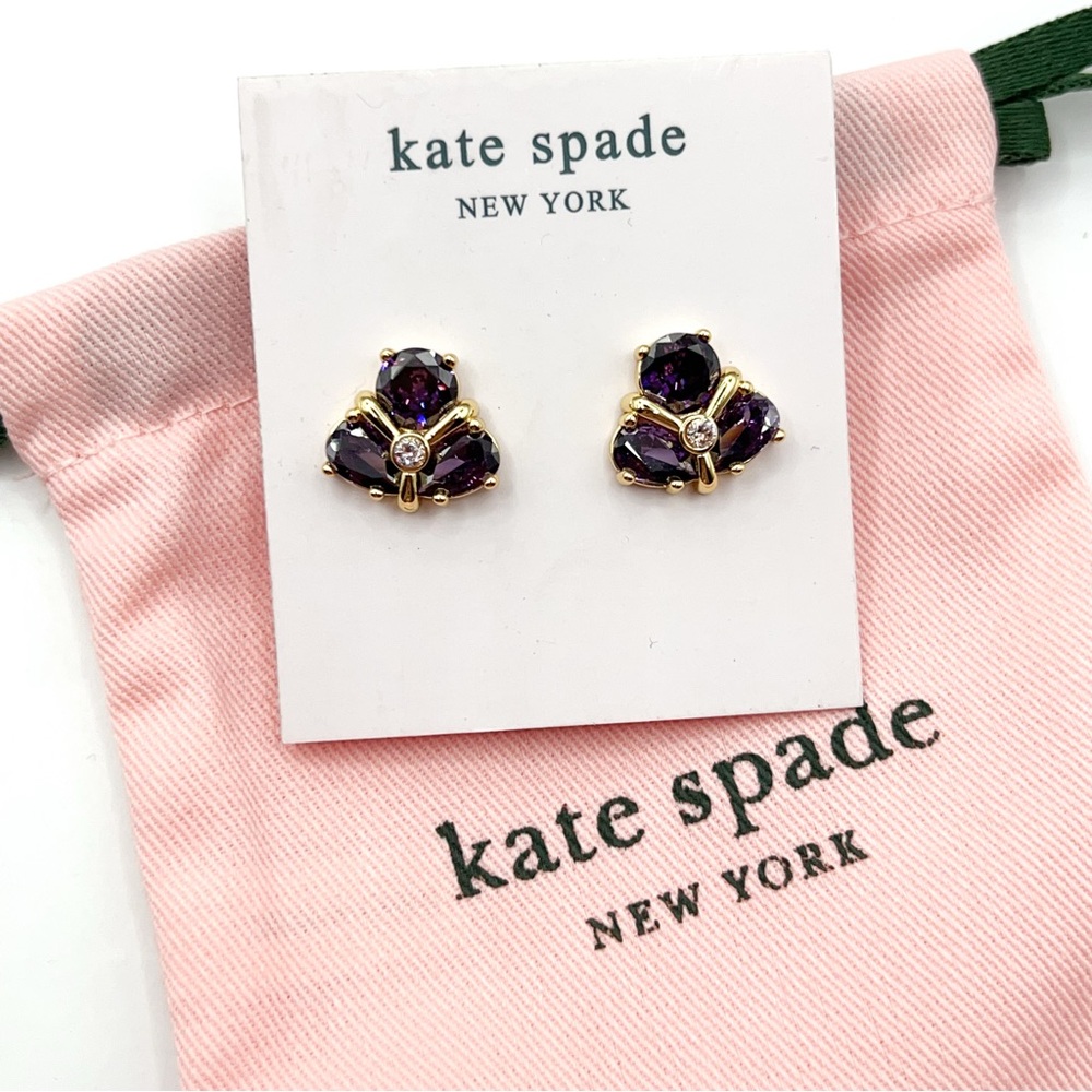 KS151-Kate Spade purple crystal earrings - Picture 2 of 2